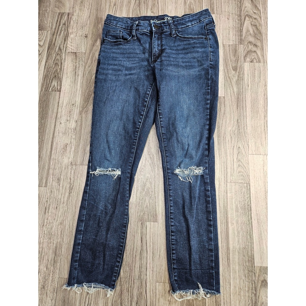 Universal Thread Skinny Mid Rise Jeans Womens 2/26R Dark Wash Raw Hem Denim